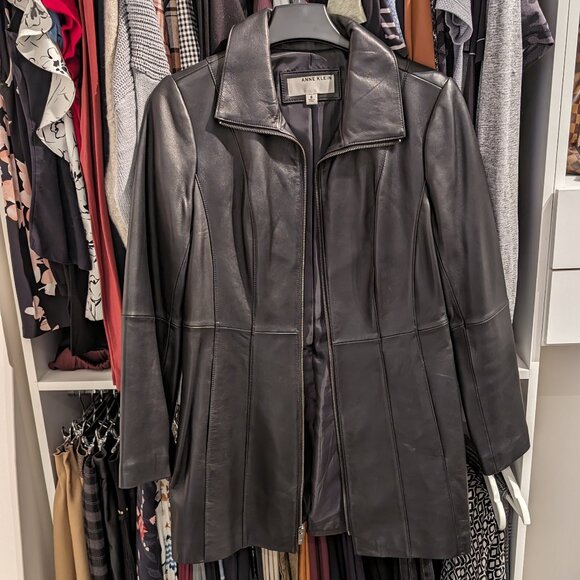 Anne Klein Women's Stand-Collar Leather Jacket - Picture 1 of 6